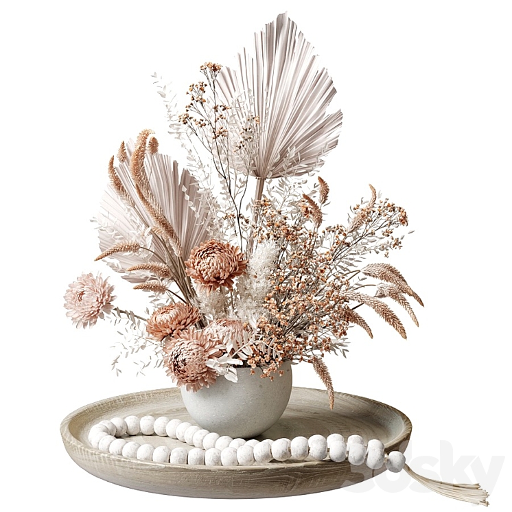 Bouquet of dried flowers with chrysanthemums 34 3DS Max - thumbnail 1