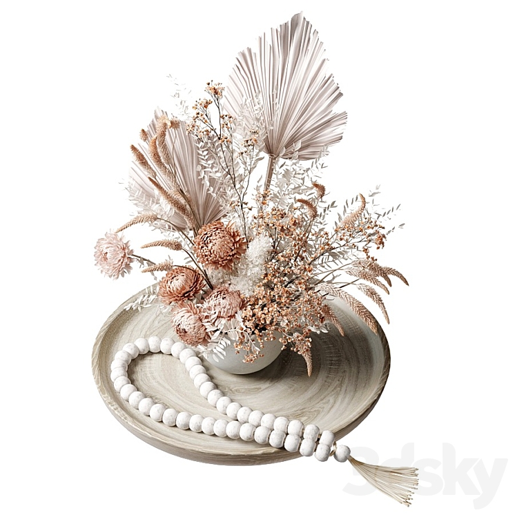 Bouquet of dried flowers with chrysanthemums 34 3DS Max - thumbnail 2