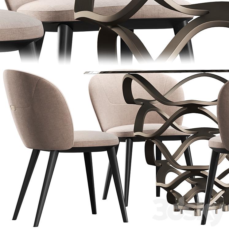 Cantory & Reflex Neolitico dining set 3D Model