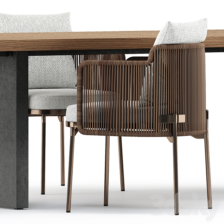 TAPE CORD chair and Quadrado Table by Minotti 3D Model