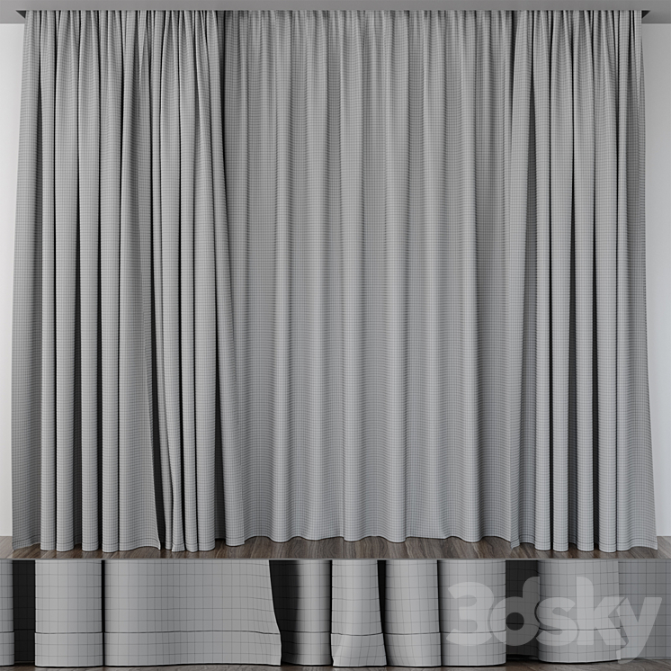 Brown velvet curtains 3D Model