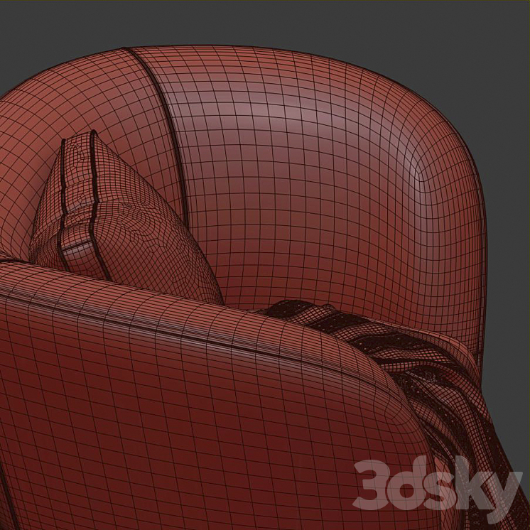 Leather armchair 3DS Max - thumbnail 2