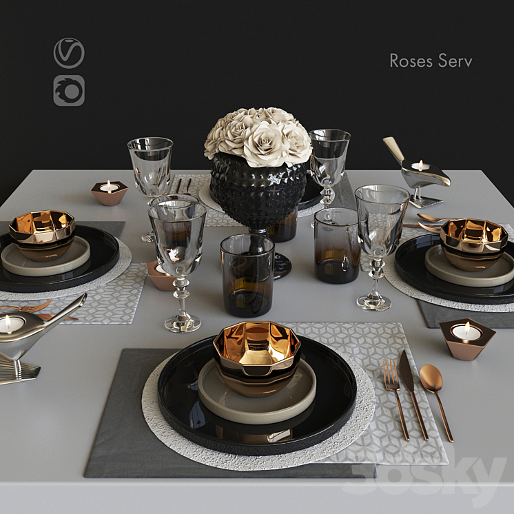 Serving with roses 3DS Max - thumbnail 2