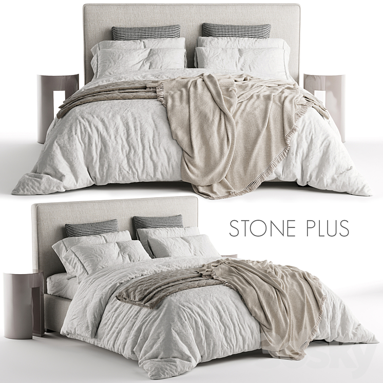 Bed Meridiani Stone Plus 3DS Max - thumbnail 1