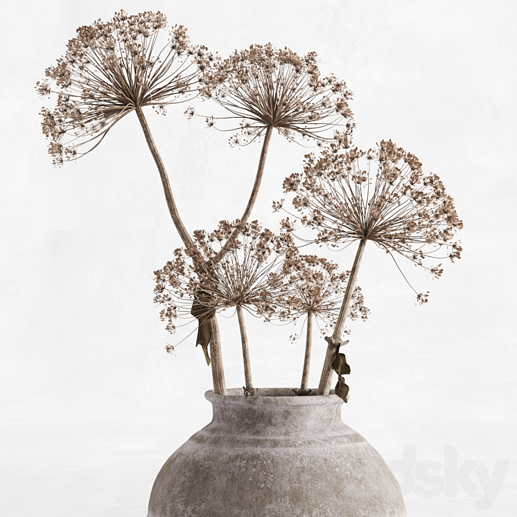 Hogweed in a clay vase 3DS Max - thumbnail 2