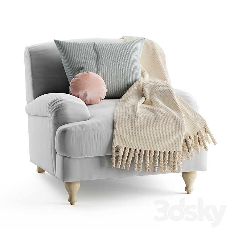 Rose fabric armchair 3DS Max - thumbnail 1