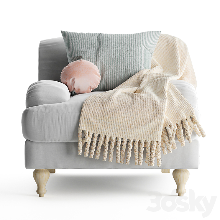 Rose fabric armchair 3DS Max - thumbnail 2