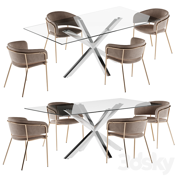 La forma table Arya & Konnie chair dining set 2 3DS Max - thumbnail 1