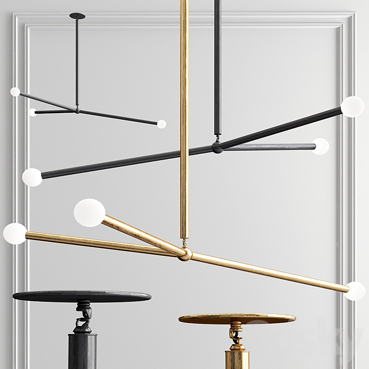 Brass System Chandelier - 3 type 3D Model
