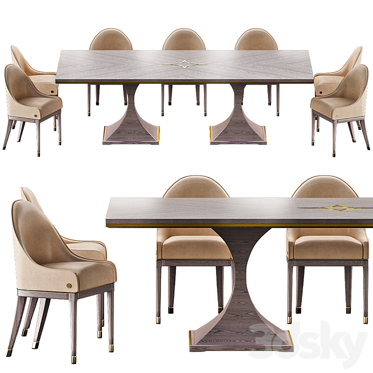 CANNES Montenapoleone Chairs and ROYAL Montenapoleone Tables 3DS Max - thumbnail 1