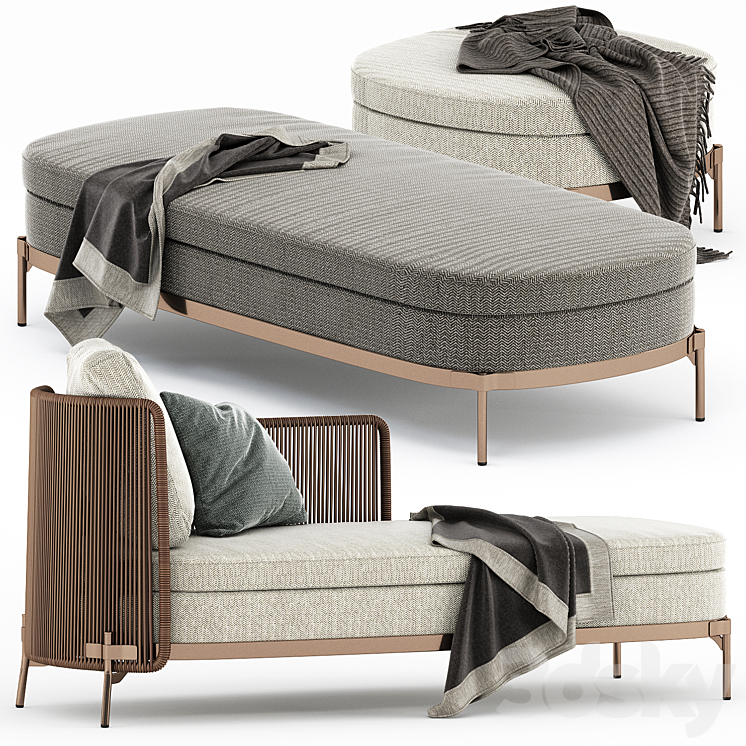 TAPE CORD PAOLINA and BENCH and OTTOMAN by Minotti 3D Model