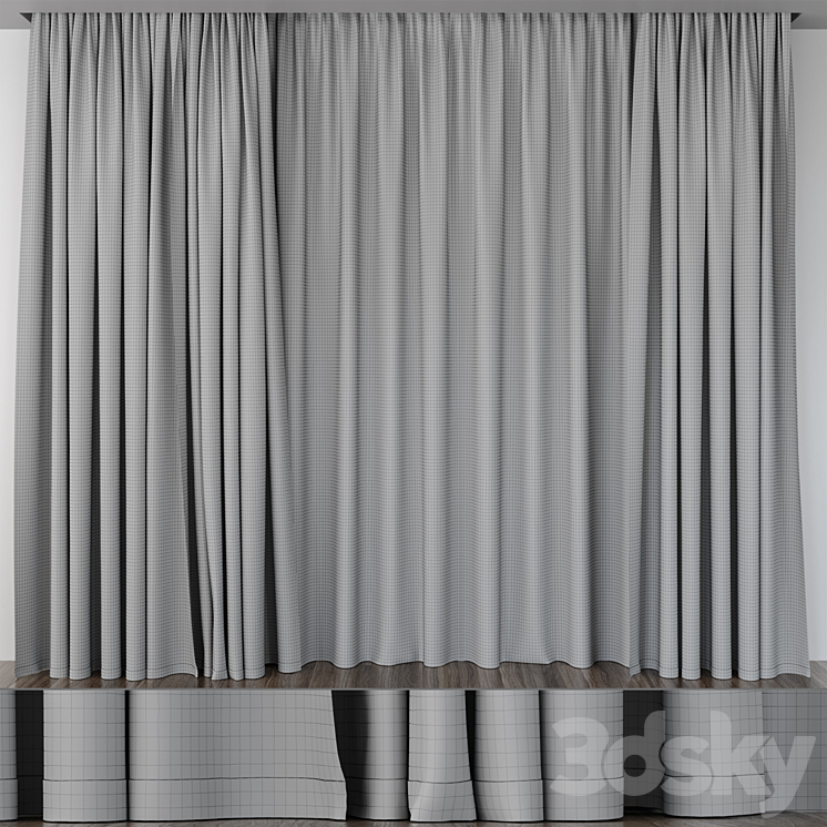 Curtains ocher and mint 3D Model