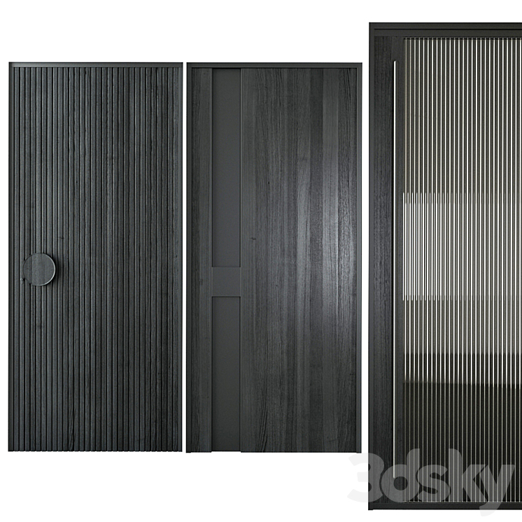 Black modern entrance door 3D Model