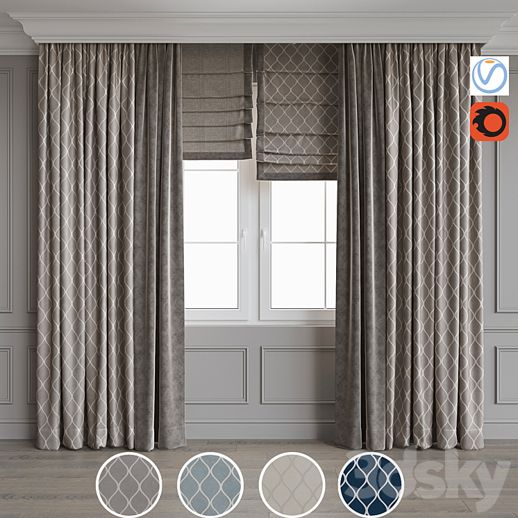 Modern style curtains 9 3DS Max - thumbnail 1
