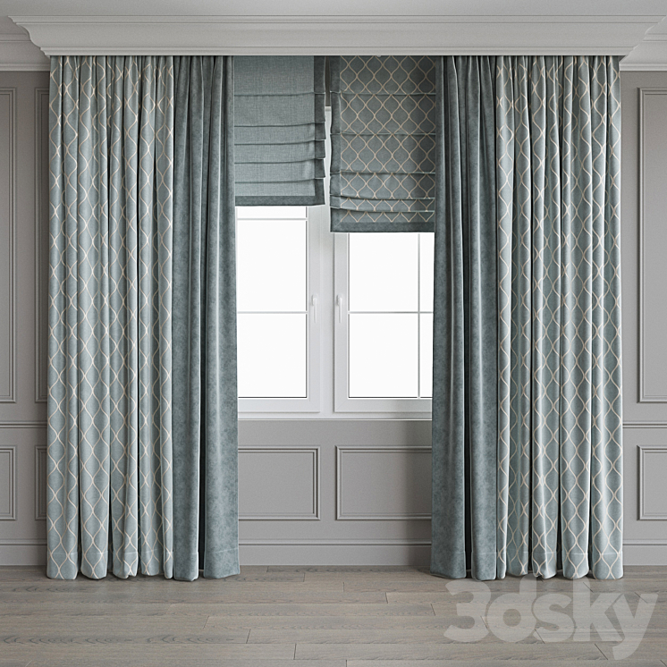 Modern style curtains 9 3DS Max - thumbnail 2