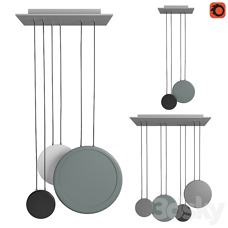Set of pendant lights in the Scandinavian style_2 3D Model