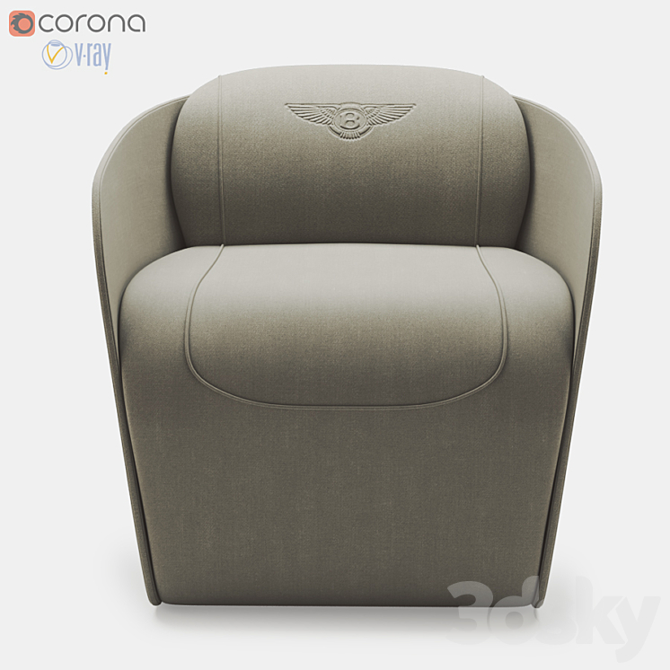Bentley rugby armchair 3DS Max Model - thumbnail 2