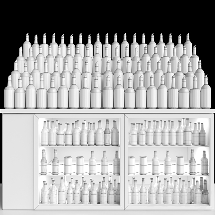 Huge bar with a large selection of alcohol. Cocktail 3D Model