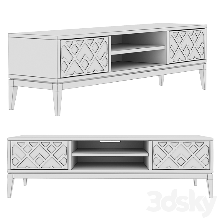 Dantone Home 2-drawer Austin TV Stand 3D Model