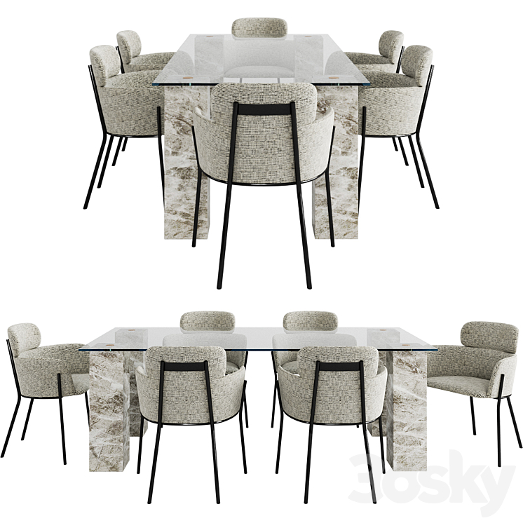 CB2 Dinning Set 3D Model Free