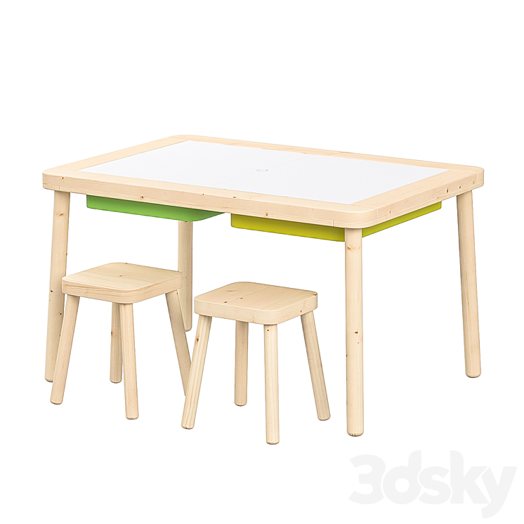 IKEA FLISAT Table + Chair 3D model