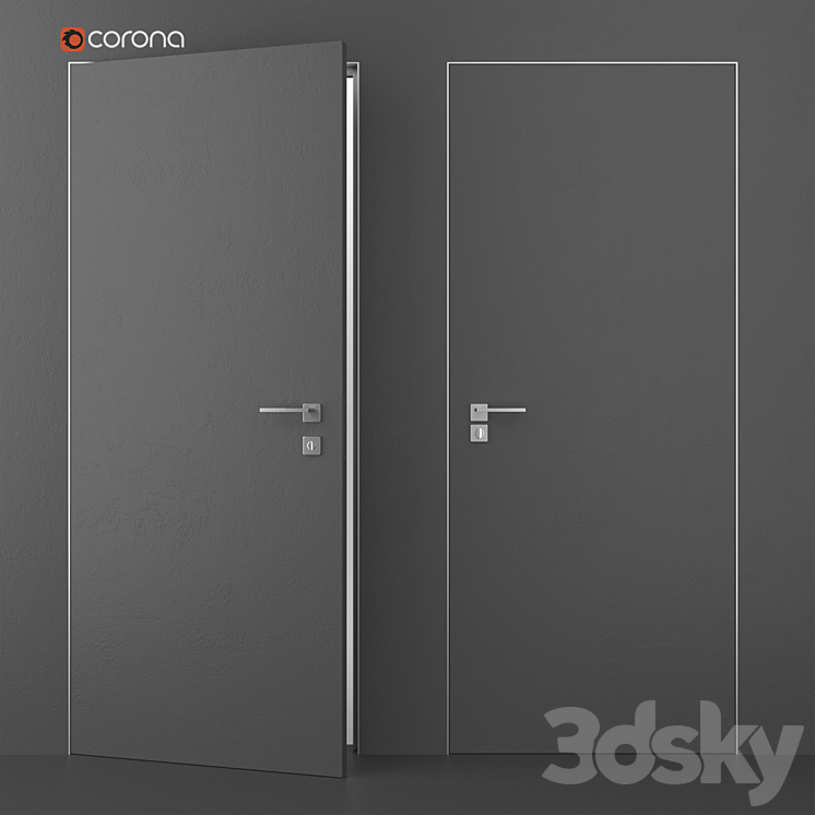 Flush-mounted interior door 3D Model