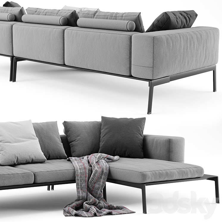 Flexform Lifesteel Sectional Sofa 3D Model