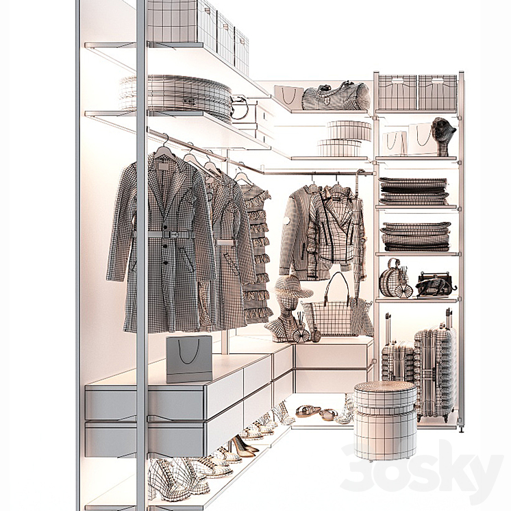 Wardrobe unit in the bedroom_3 3D Model