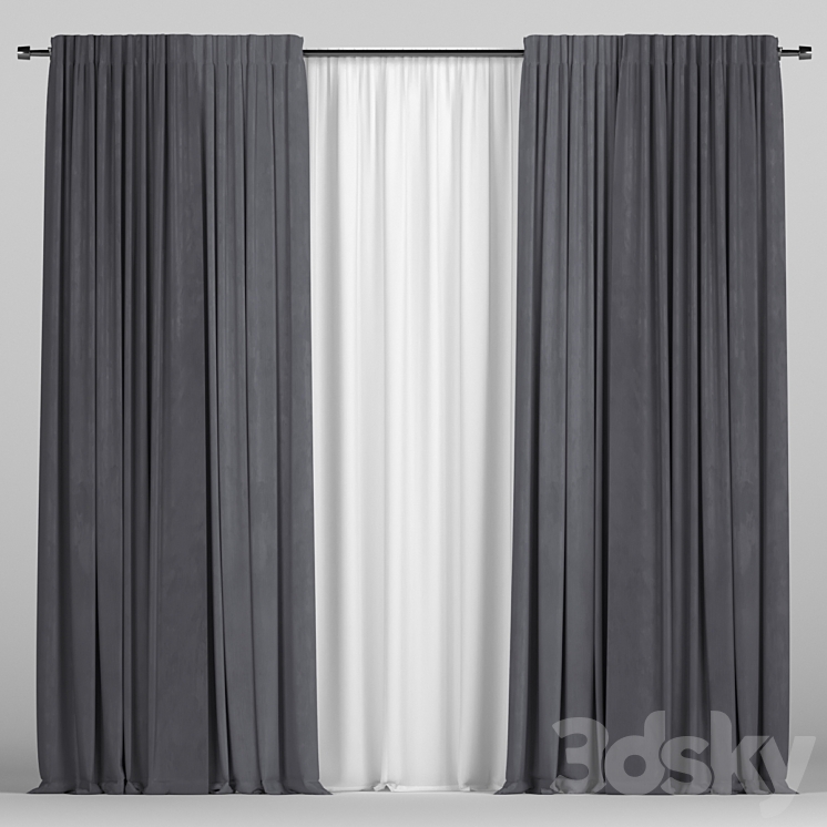 Blue curtains with tulle.(model:2780416_Rectangle_Vray,Corona)