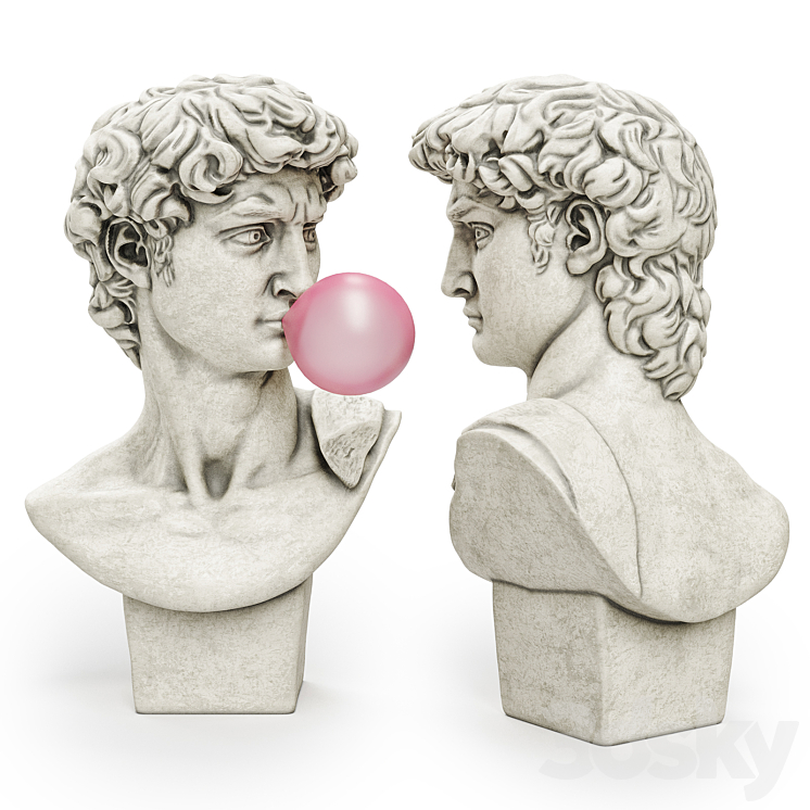 Bust of David Sculpture Michelangelo 3DS Max - thumbnail 1