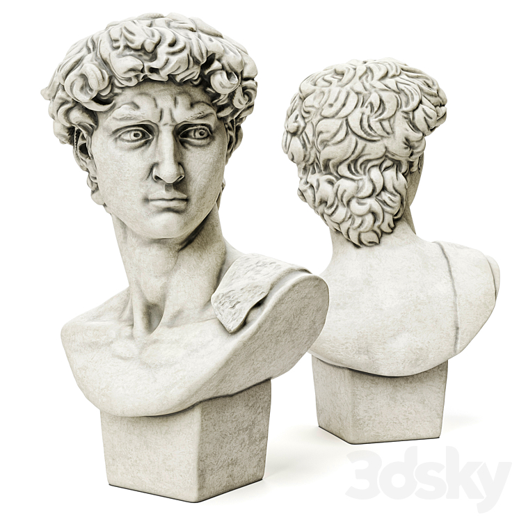 Bust of David Sculpture Michelangelo 3DS Max - thumbnail 2