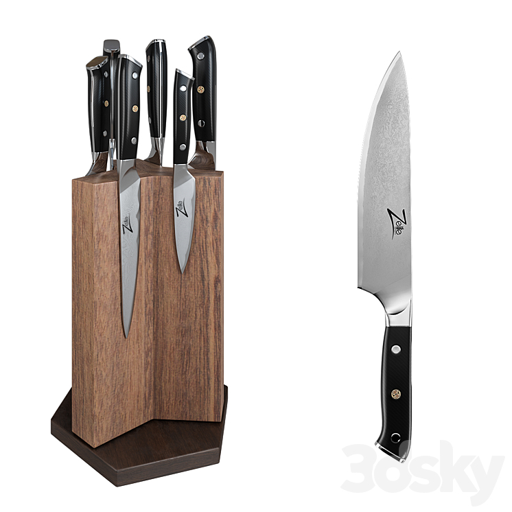 Zelite knives set 3D Model