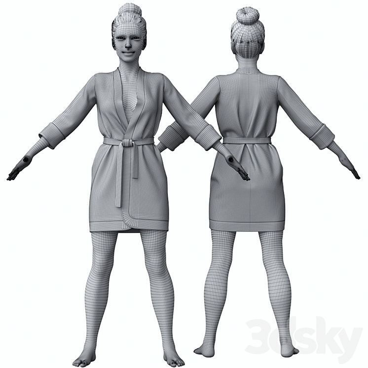 Girl in a bathrobe 3D Model