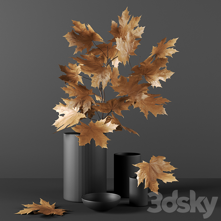 Decor set 9 with Maple Branch 3DS Max - thumbnail 1