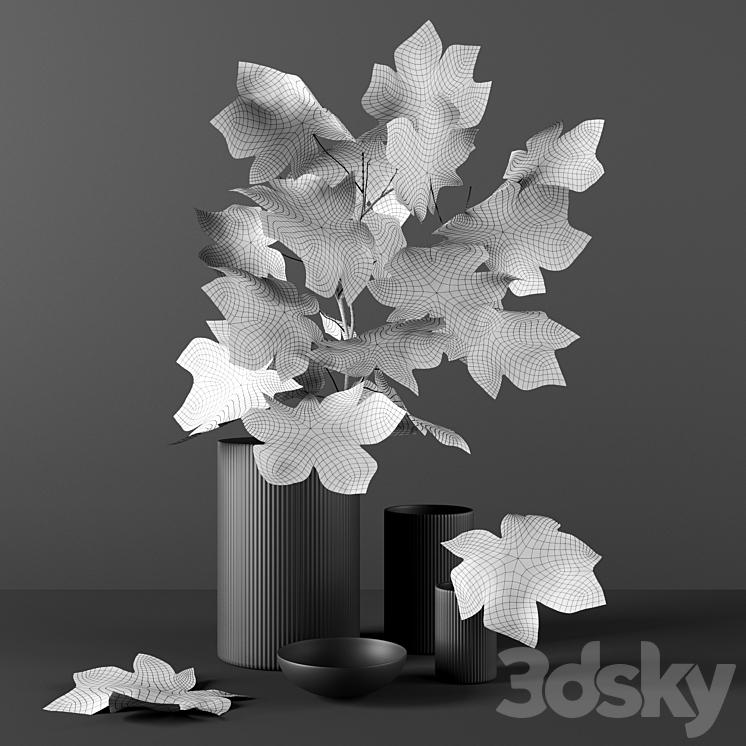 Decor set 9 with Maple Branch 3DS Max - thumbnail 2