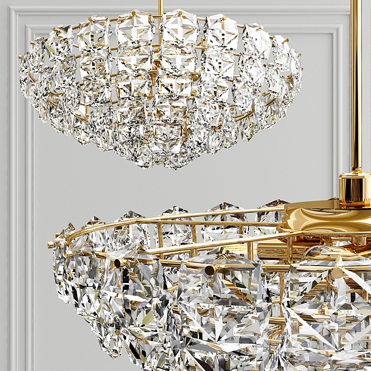 Chandelier gold and glass collection 3D Model
