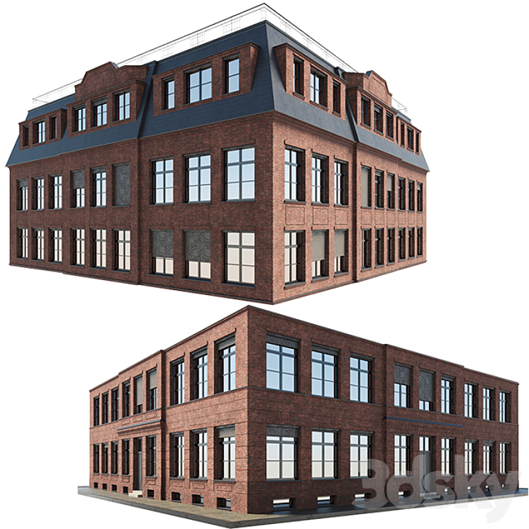 Brick building 3D Model