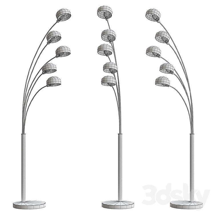 Penbrook Chrome & White Arc Floor Lamp by ELK Home 3D Model