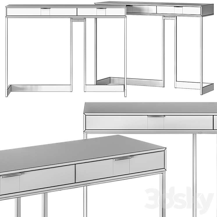 Skram Wishbone Drawer High Console Table 3D Model