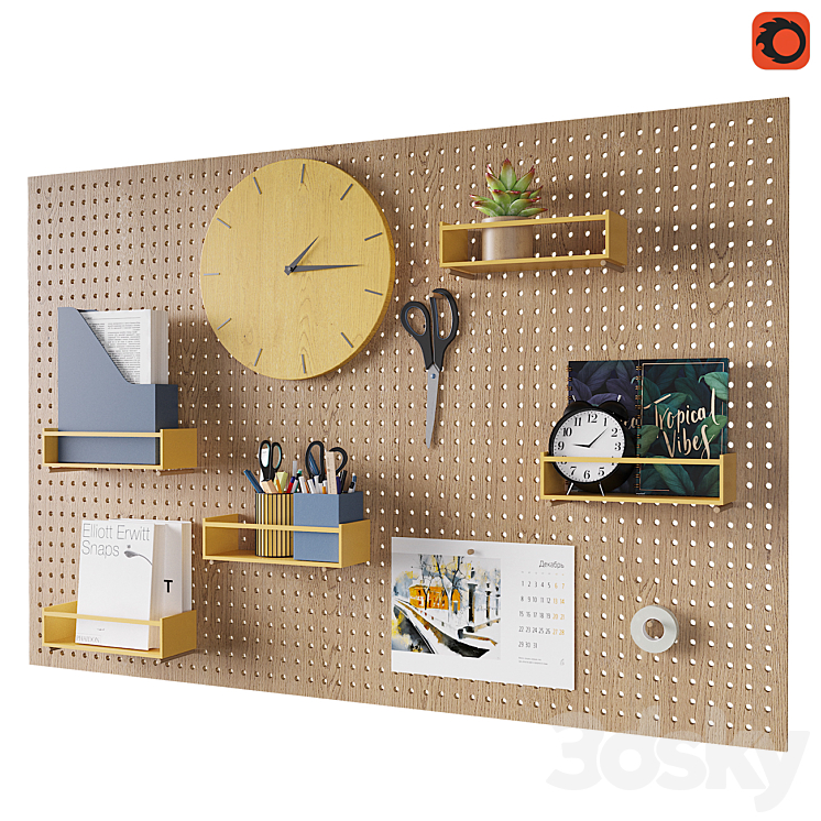 Perforated board organizer 3D Model