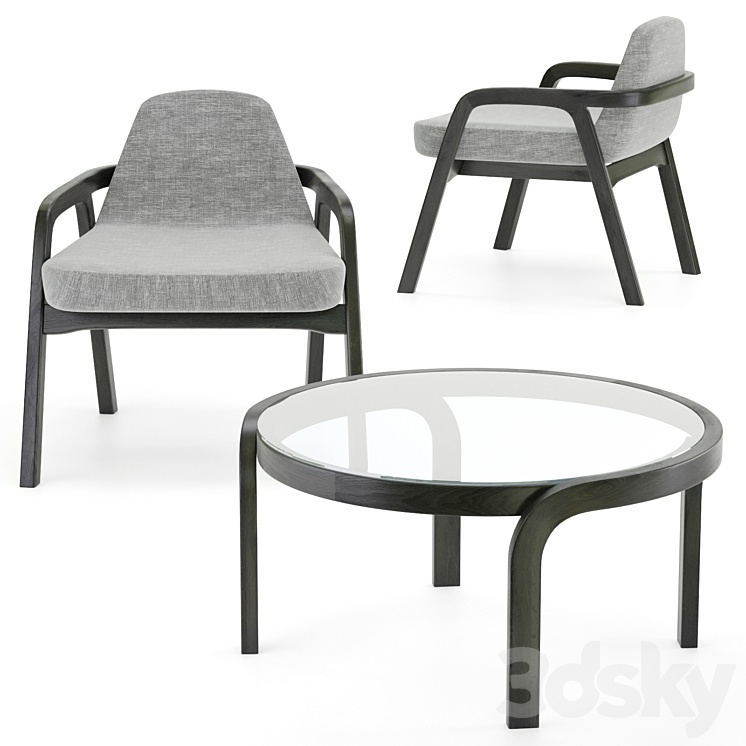 Decanter Lazi Chair & Genea Table by Passoni 3DS Max - thumbnail 1