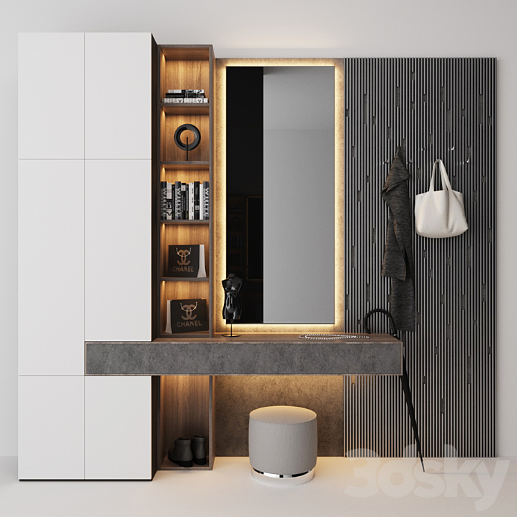 Wardrobe in the hallway 3DS Max - thumbnail 1