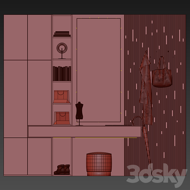 Wardrobe in the hallway 3DS Max - thumbnail 2