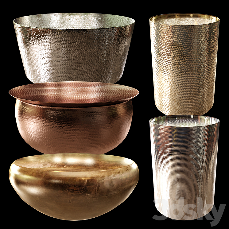 Hammered coffe table 3DS Max - thumbnail 1