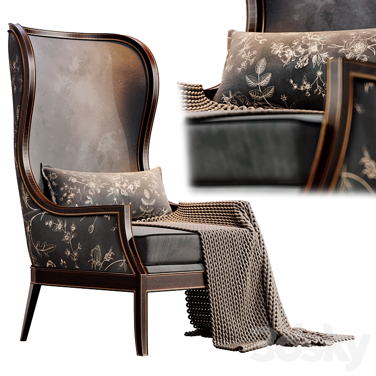 Beverly Colette Occasional ArmChair 3DS Max Model - thumbnail 1
