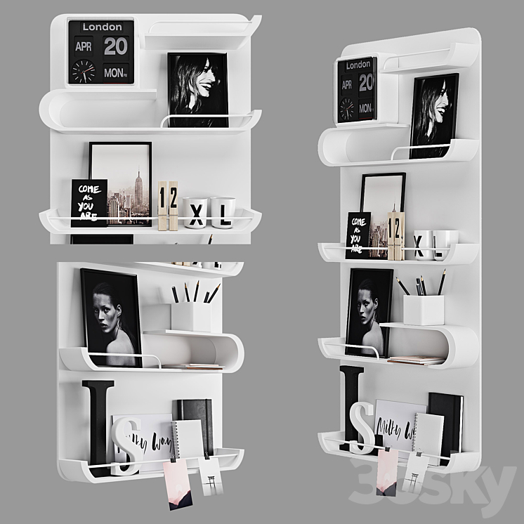 Decorative set with shelf 3D Model