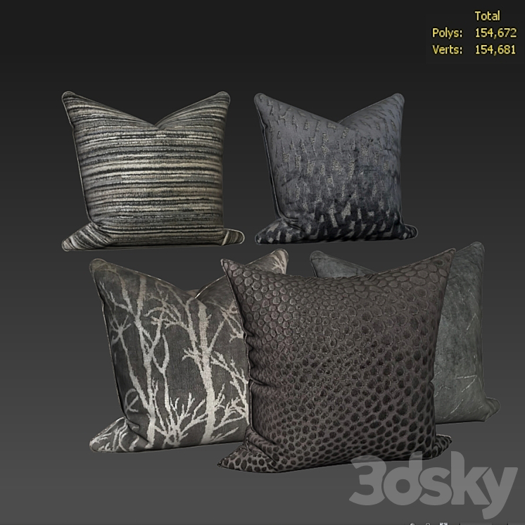 Decorative pillows set 508 3DS Max - thumbnail 2