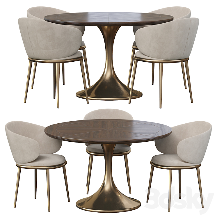 Mun Chair and Fashionable Dining Table + Chair 3D model