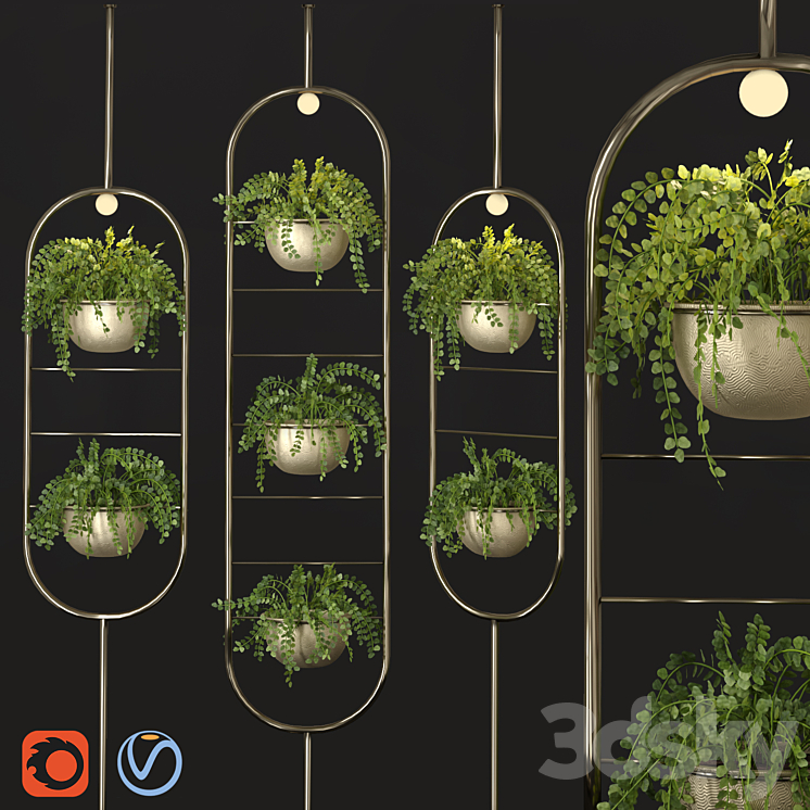 Metal hanging lamp Indoor Plant partition 3DS Max - thumbnail 1
