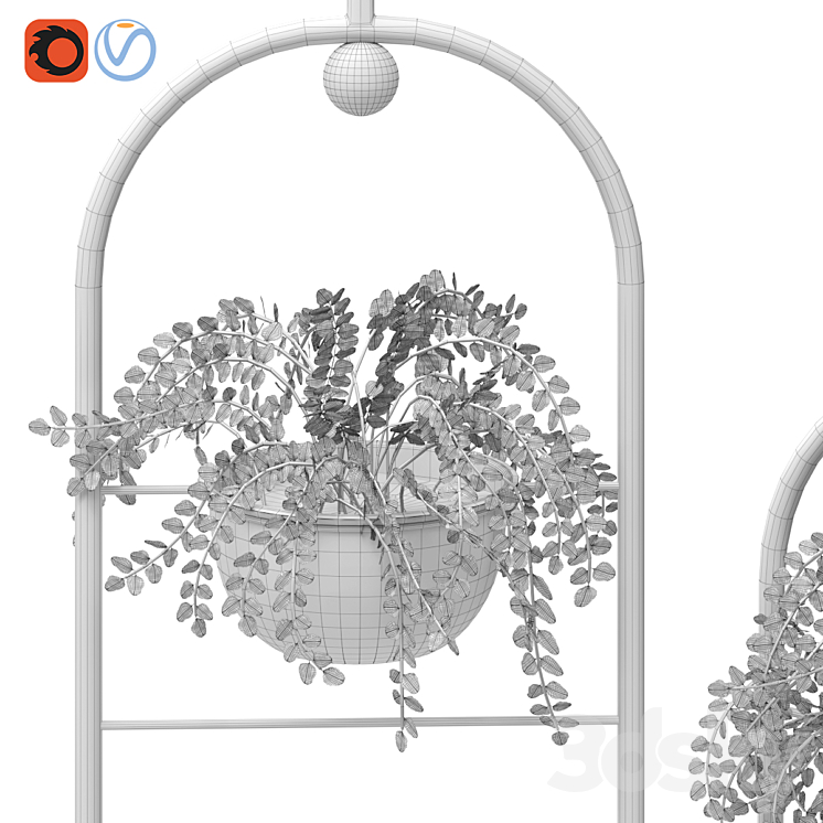 Metal hanging lamp Indoor Plant partition 3DS Max - thumbnail 2